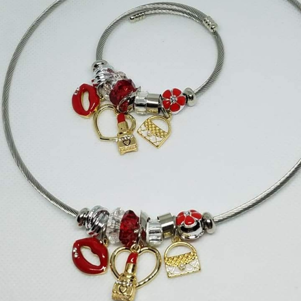 Stainless steel fashion necklace set